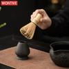 Zen Black Matcha Tea Set 1/4 Piece Matcha Powder Kit Matcha Bowl Set Whisk Accessories Holder for Tea Lovers Tea-Making Tools