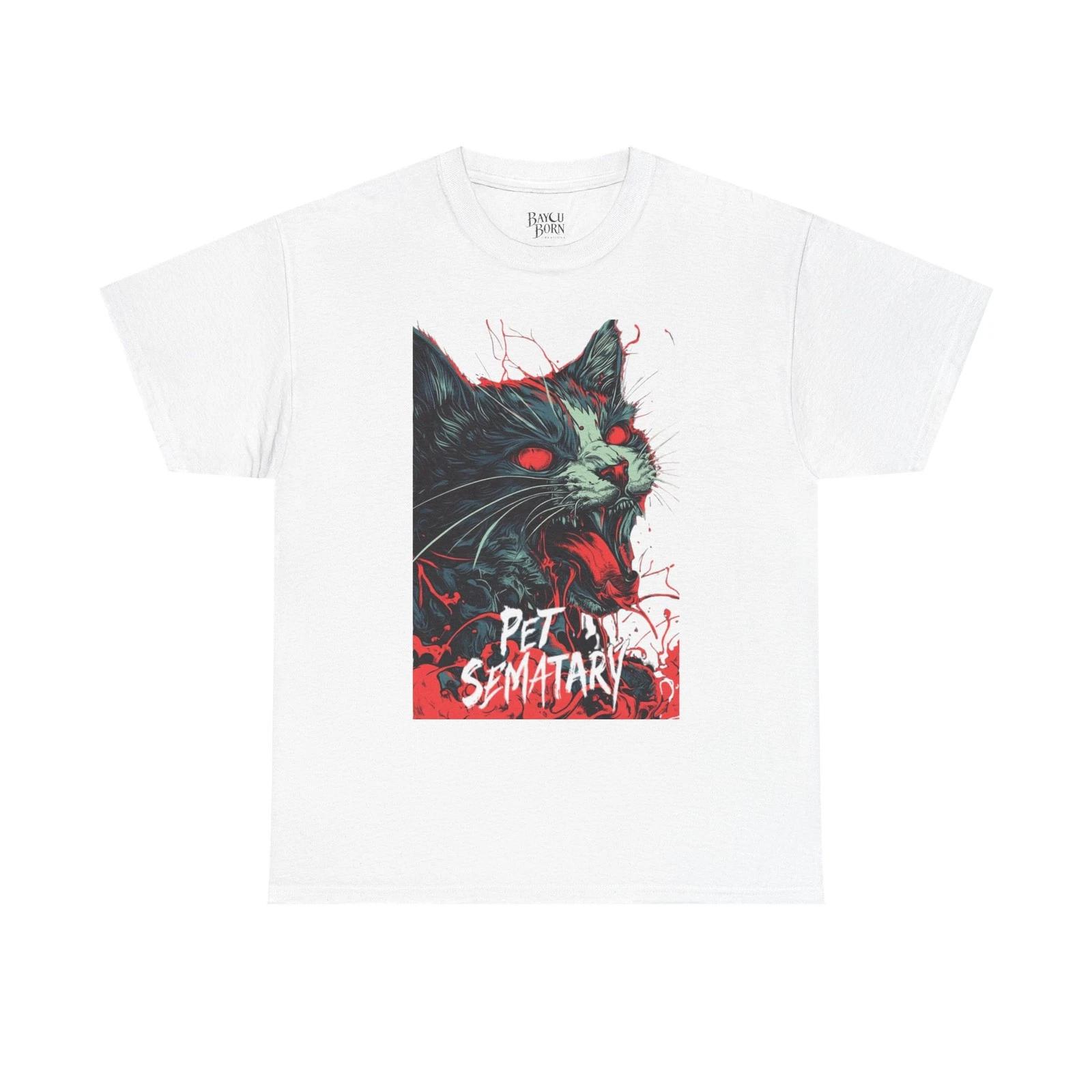 Pet Sematary Cat Illustration T-Shirt | Horror Movie Graphic Tee 2XL