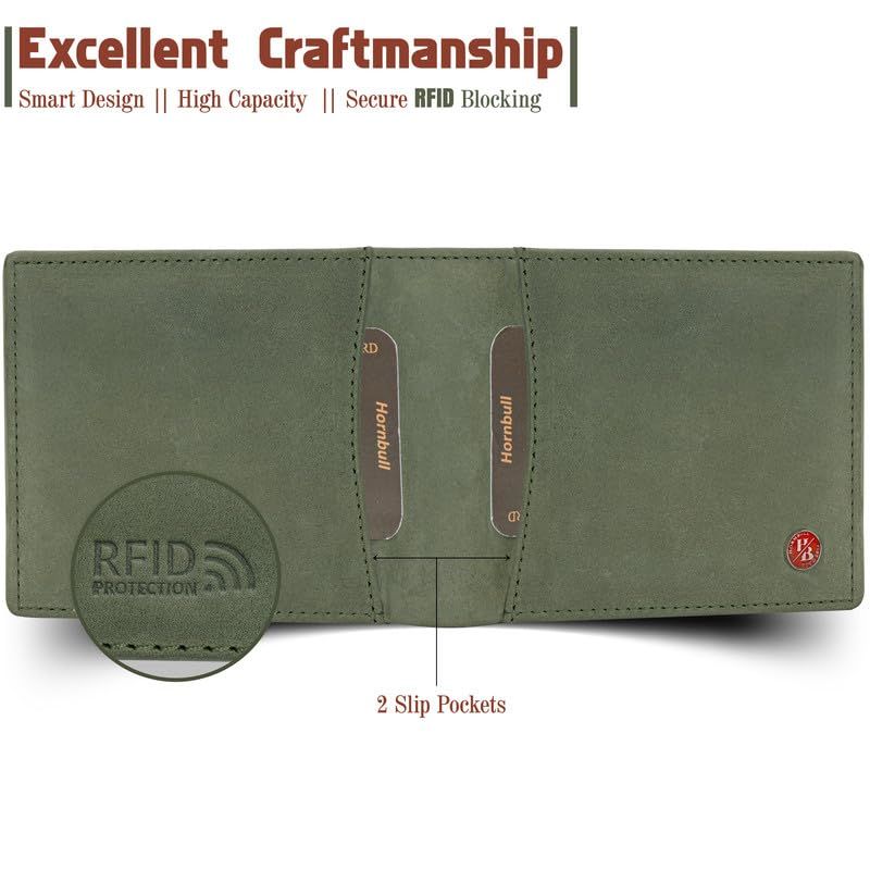 Teme Portofel din piele verde cu blocare RFID pentru bărbați | Portofele Barbati Piele | Portofel pentru bărbați