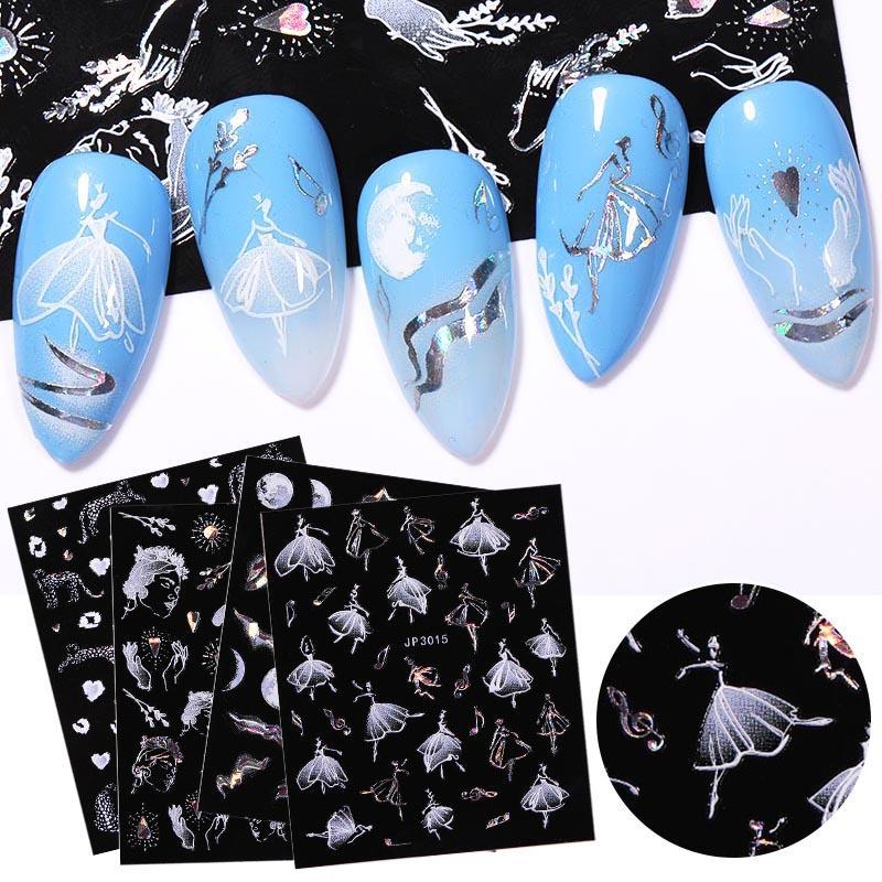 Nail Art Decals Decoration Self Adhesive Nail Art Stickers Manicure Design White Snow Sticker for Nail Design Merry Christmas