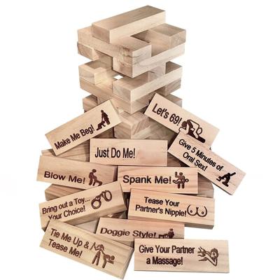 48pcs Dating Night Game Tumbling Tower Game, Wooden Stacking Tower Games For Couple, Couple Activities & Dating Night Ideas