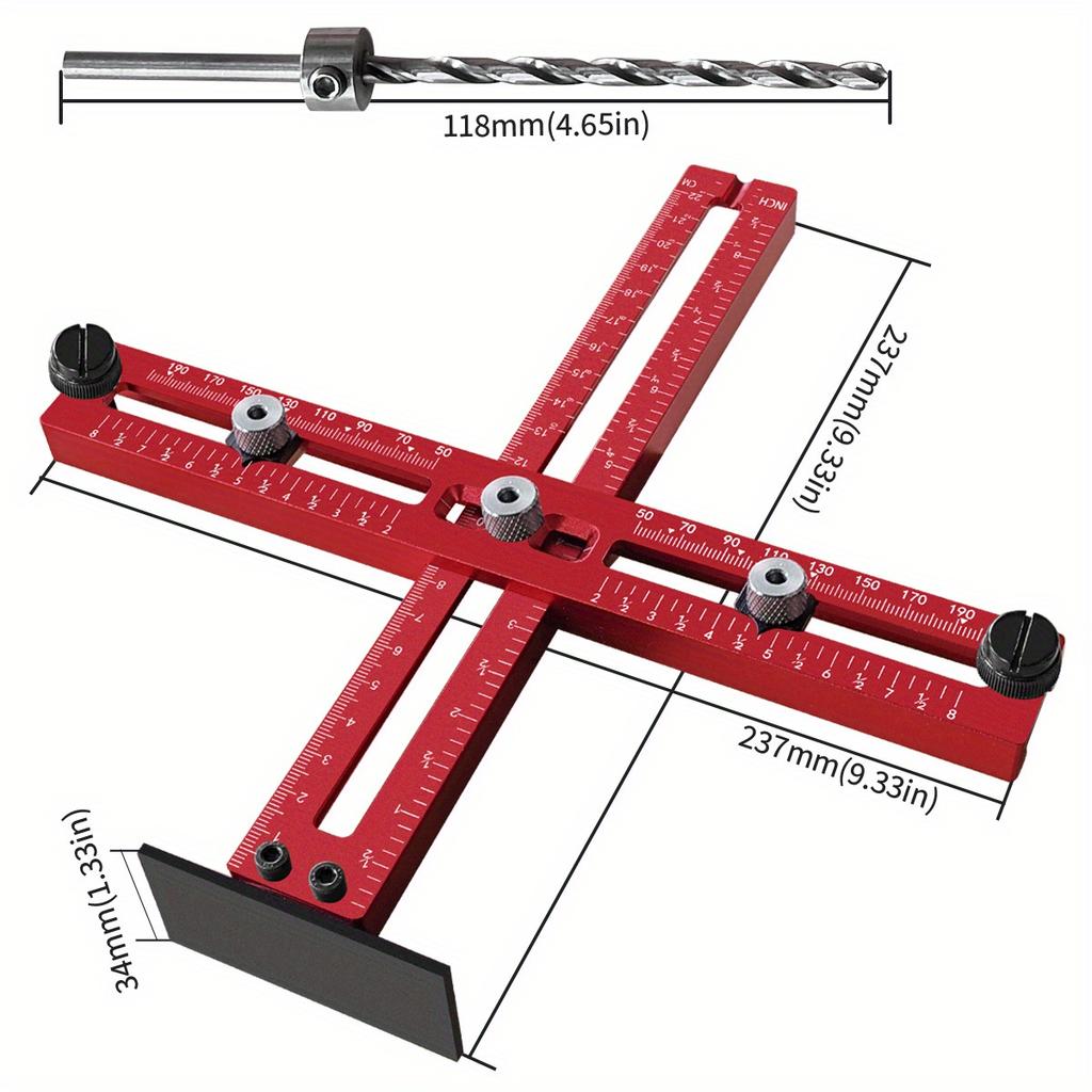 Aluminum Cabinet Handle Jig Adjustable Punch Locator Tool Metric/Inch Drilling Template Guide Positioning Ruler for Drawer Knobs