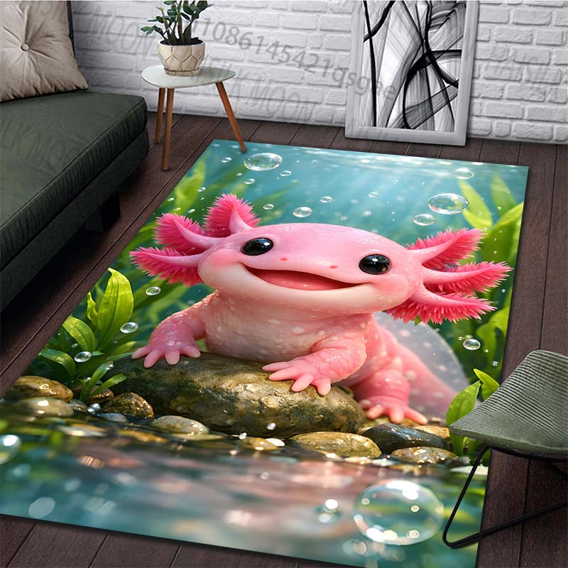 Multiple sizes Pink axolotl underwater Carpet for Living Room Bedroom Sofa Home Decor Rus Non-slip Floor Mat Luxury Gift