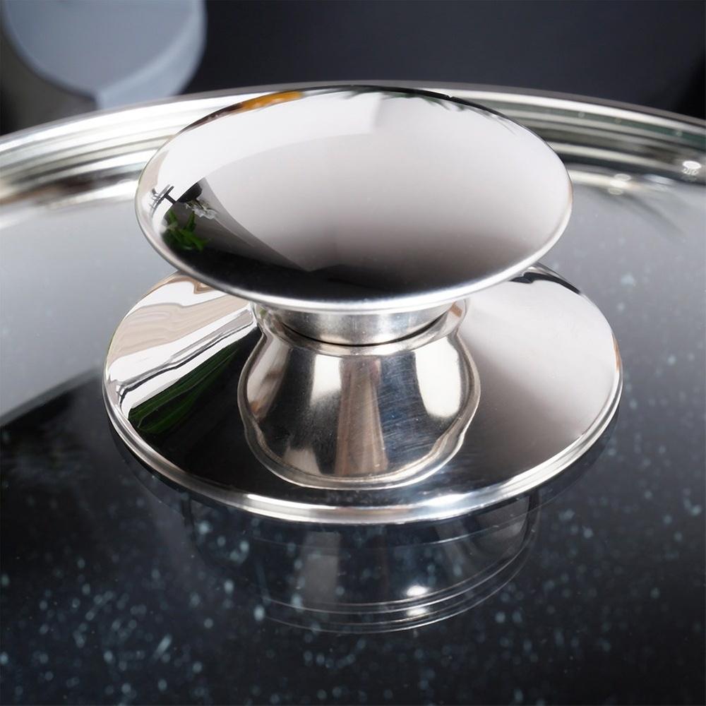 Hoher Granittopf mit Glasdeckel zum Kochen und Schmoren 7,6L