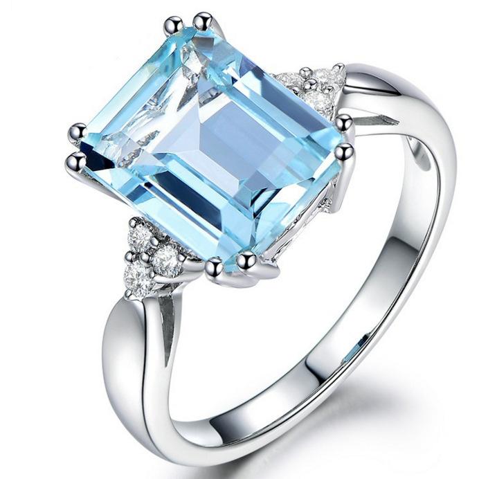 Set Kratopaz Engagement Ring, Noble Plated 18K Colored Sapphire Ring Jewelry