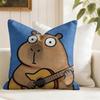 Capybara Cute Cushion Cover Summer Linen Pillow Case Organic Fabric Cushion Cover Double-Sided Print Sofa Home Decor