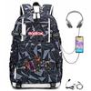Cartoon Game USB Backpack Large Capacity Hiking Bag College Student Outdoor Travel Casual Daypack