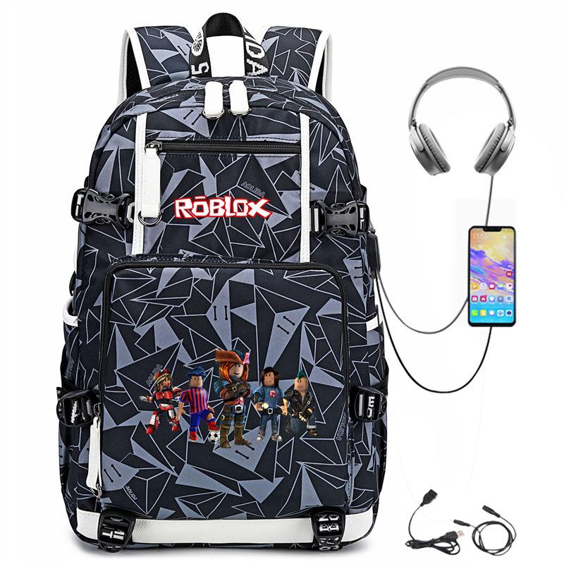 Cartoon Game USB Backpack Large Capacity Hiking Bag College Student Outdoor Travel Casual Daypack