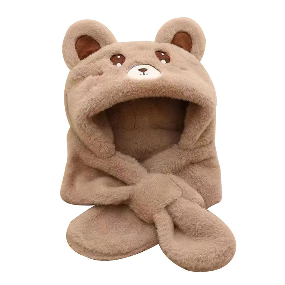 Thickening Kids Scarf Hat Integrated Warm Ear Protection Cap Cute Baby Winter Hat  Children
