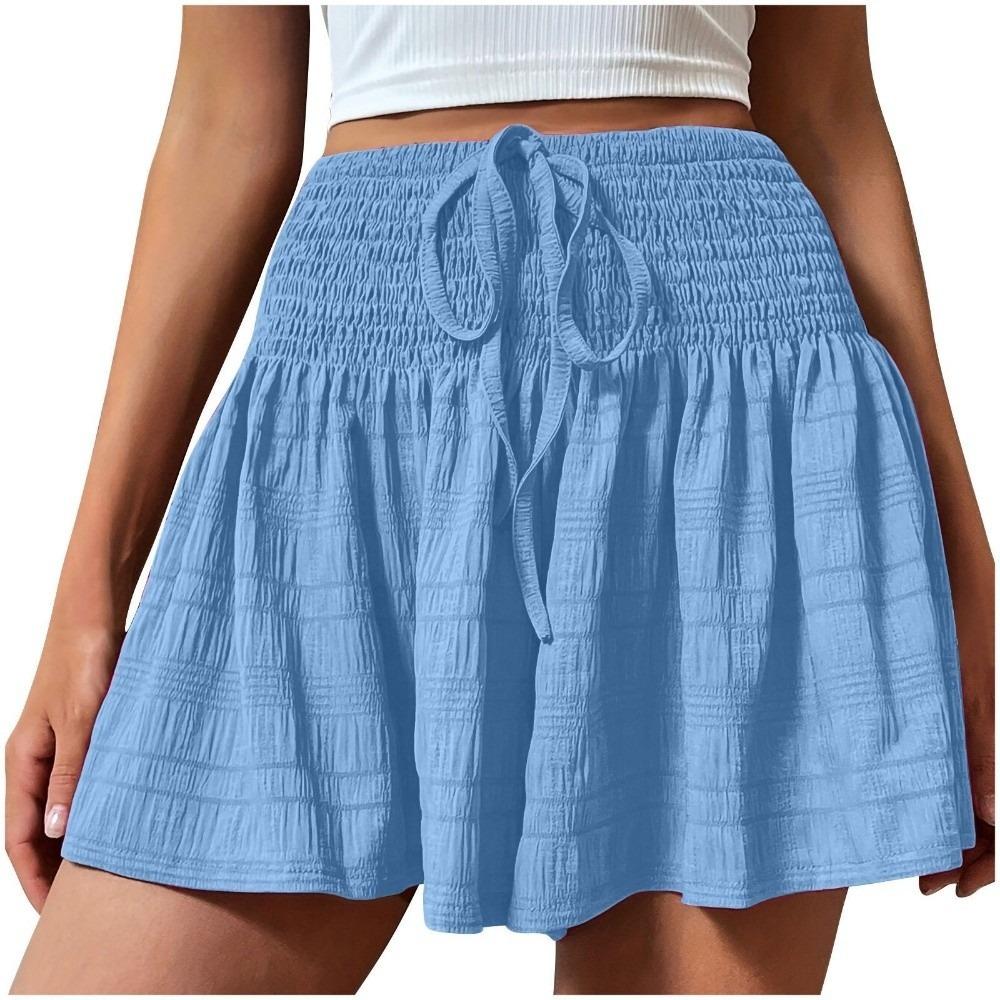 Loose Sports Shorts Skirt Lace Up Pajama Pants Fashionable Beach Short Summer XL синий