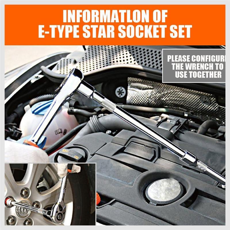 

2025+ Female E-TORX Star Socket Set with Rail 11 Pcs Female External Star Socket Set E4 - E20 Torque Socket Set Alloy Steel China Mainland