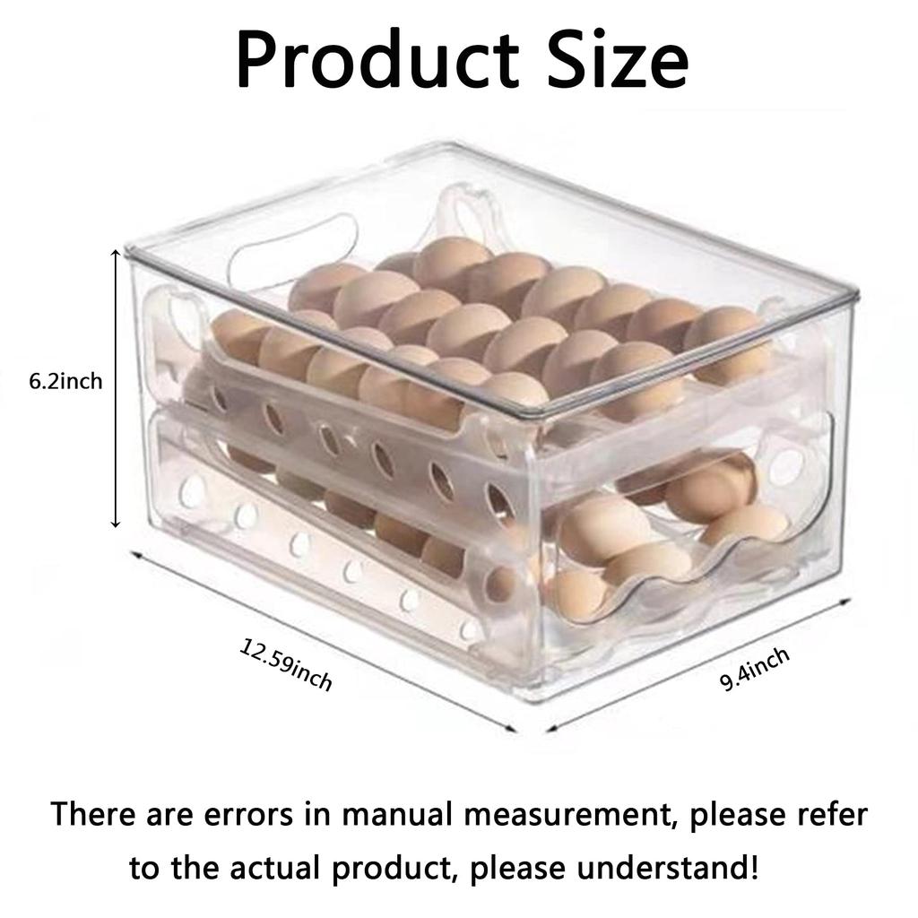 Egg Holder Dispenser for Refrigerator, Automatic Rolling Egg Storage for Refrigerator Space Saving Egg Tray For Fridge Organizer
