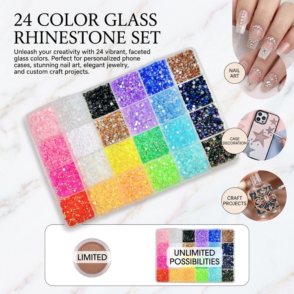 Resin Nail Art Rhinestones Set AB Color Flat Back Candy Colors DIY Nail Art Accessories