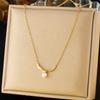 Gold Plated Antler Freshwater Pearl Pendant Necklace, Stainless Steel Dainty Choker, Waterproof Elegant Jewelry for Women Gift