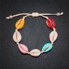 Colorful Printed Shell Bracelet for Women Bohemian Conch Braided Ankle Chain Bangle Adjustable Girls Summer Holiday Jewelry Gift