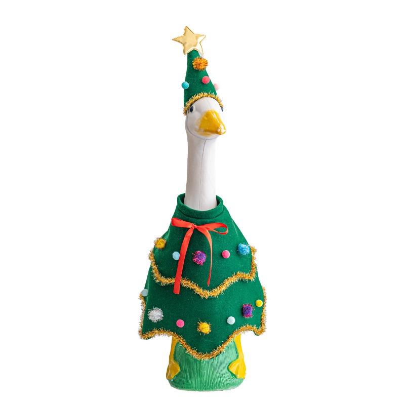 1pcs Christmas Porch Goose Costume Festive Felt Goose Suit for Outdoor Tree Decoration Garden Yard Ornament