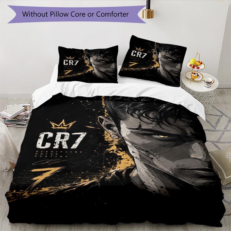 Ronaldo's Iconic Number Seven Bedding Set, Breathable Duvet Cover with Pillowcases, Soft Bed Linen for Bedroom Home Decoration, Perfect Festival Birth