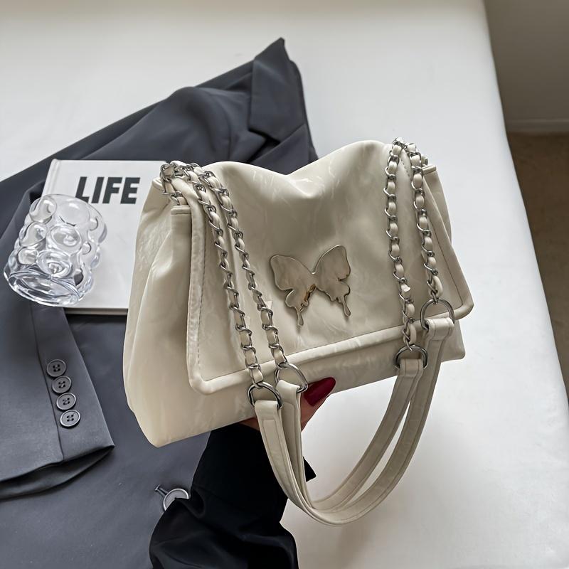 

Women S Fashionable Tote Bag PU Leather Shoulder Bag With Chain Strap Versatile Summer Commuter Handbag Ideal For College Students