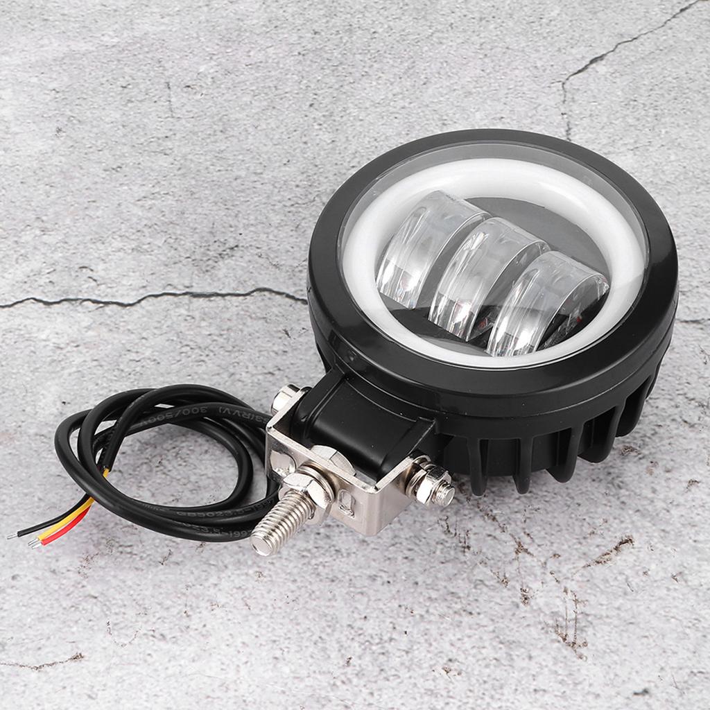 LED Arbeitsleuchte 6000K 30W Wasserdicht Runde Angel Eyes Lampe für Auto ATV Boot Offroad-Fahrzeug(Bernsteinfarbenes Licht )