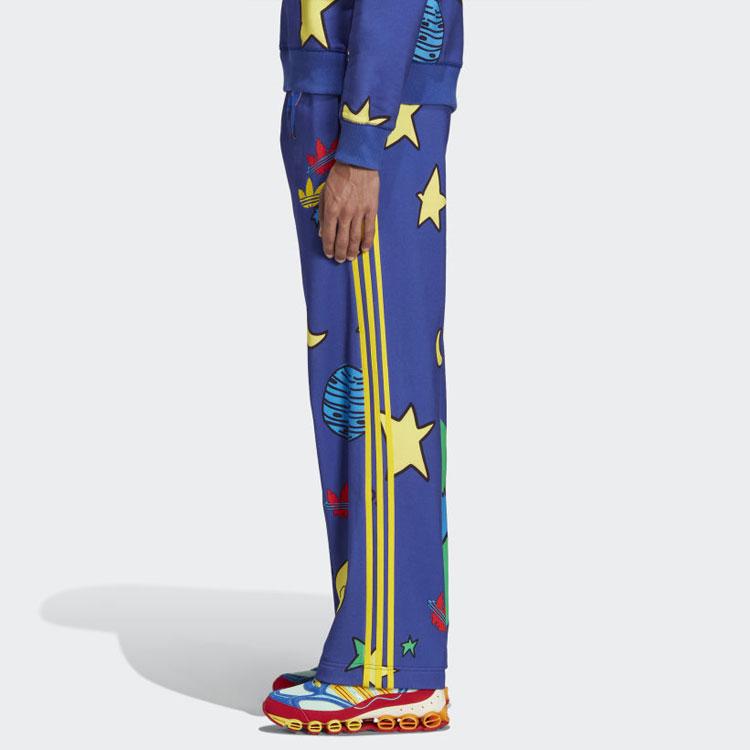 Adidas Originals Space Print Lace-Up Straight Loose Knit Sweatpants Men Bottoms Blue HN9053