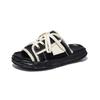 Fashion Men's Niche Designer Trendy One-piece Slides Men Lace-up Casual Outdoor Shoes Mens Versatile Style Breathable Slippers