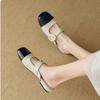2025 Spring and Summer Color Matching Bag Head Wear Flat-soled Muller Shoes Slippers Small Fragrant Style Color Matching Square Head Low Heel Cool S