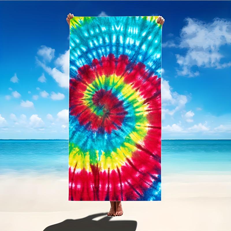 

Vibrant Colorful Tie-Dye Beach Towel, Retro Hippie Style Quick-Dry Sand-Free Microfiber Bath Towels for Yoga, Swim and Camping W30*H60(CM)