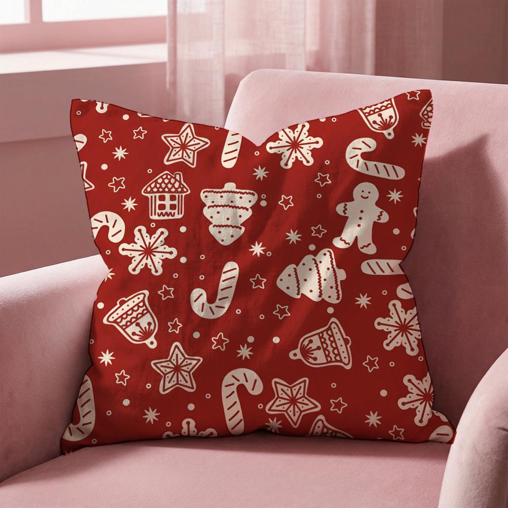 Christmas Red Bell Socks Santa Cushion Cover Multi-Scene Pillow Cover for Home & Car - Reversible, Soft & Durable for Daily Use