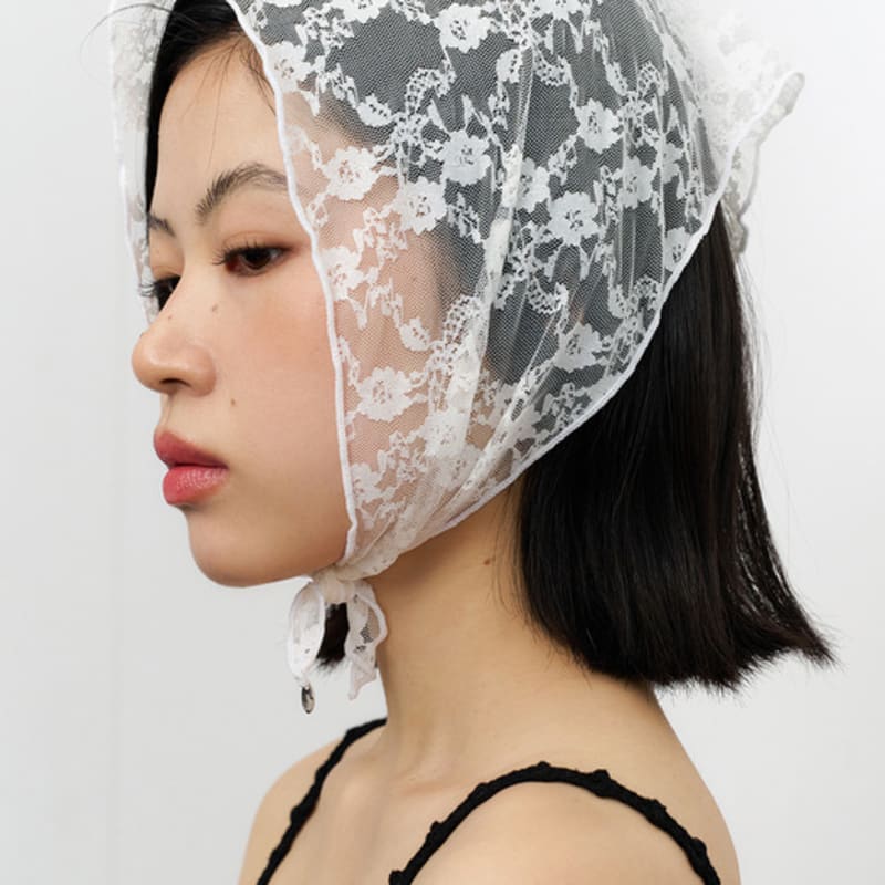 

geegee flower lace hair bandana - ivory ivory