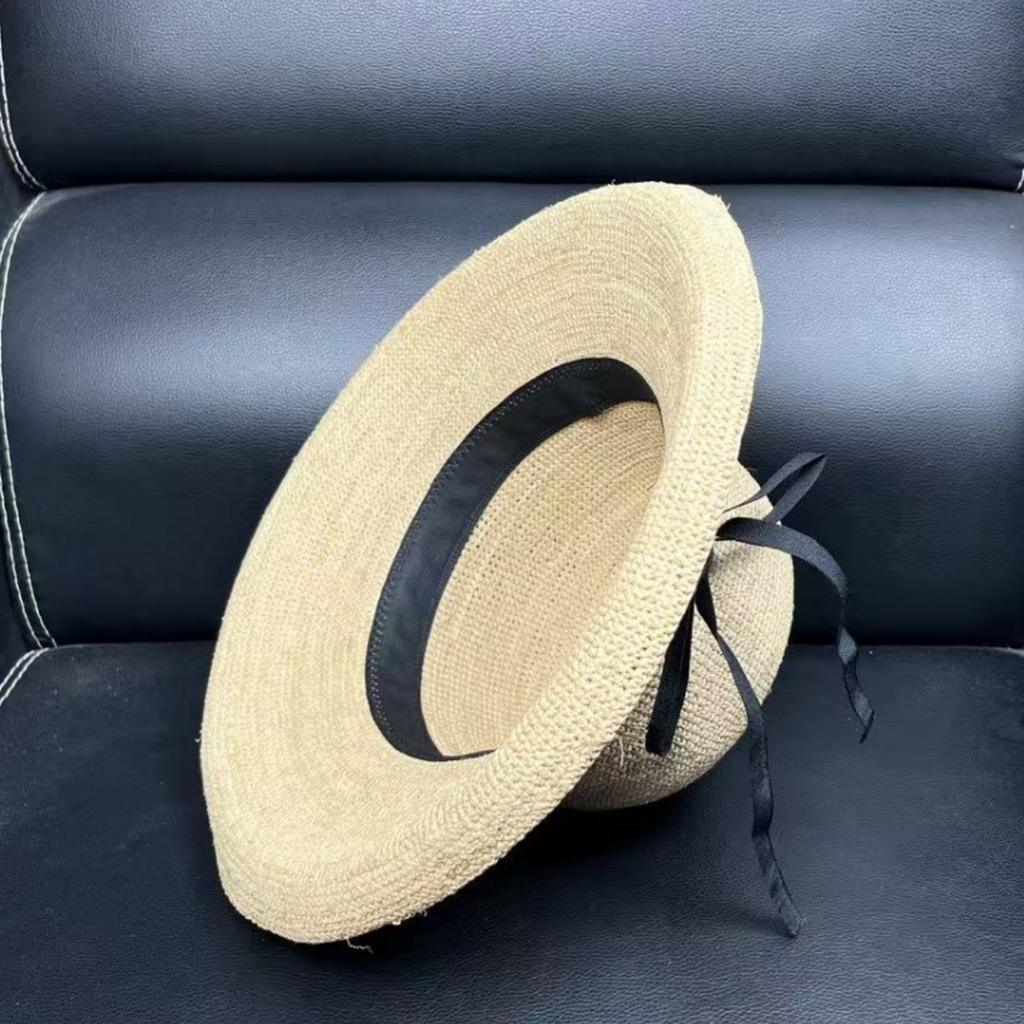 Export Lafite Straw Hat Women's Beach Hat Summer Outdoor Visor Hat Travel Sun Protection Hat French Big Eaves Hat