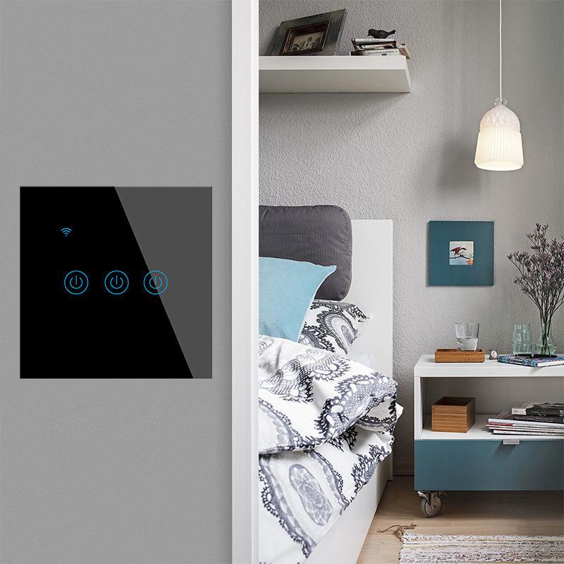 

Graffiti EU Smart WiFi Touch Switch: Alexa Voice-Controlled Wall Switch, Single Live Wire Black 1-way Panel (Zero Fire)
