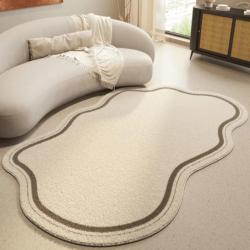 Cream Style Irregular Carpet Minimalist Bedroom Rugs Living Room Lounge Non-Slip Home Decorative Comfortable Soft Floor Mats