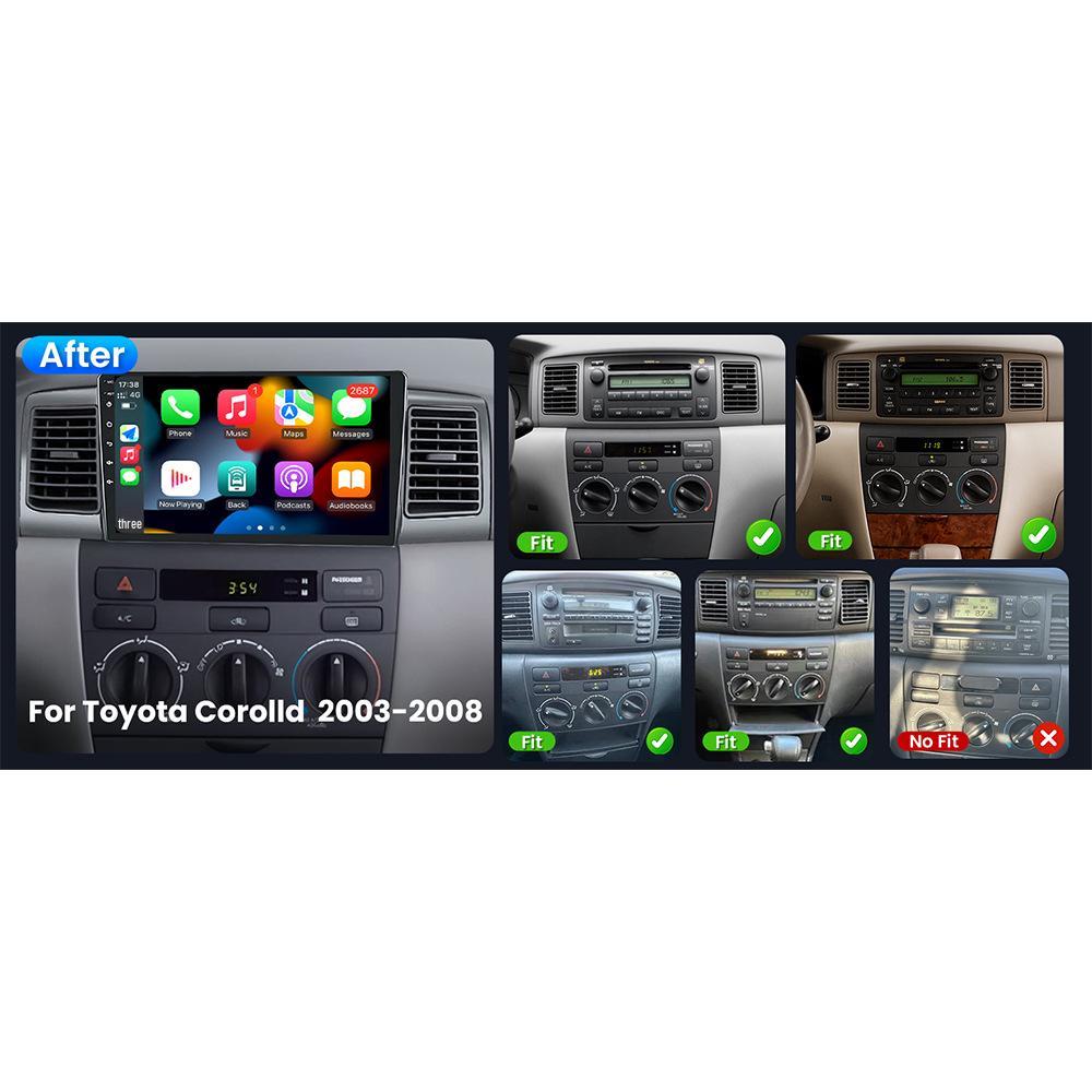 9" Drahtloses CarPlay Android Autoradio, 2+32G, Kompatibel mit Toyota Corolla 2003-2008