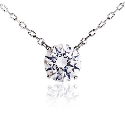 PLUSTER 925 Sterling One 1 Carat Adjustable One Cubic Birthday Gift Box Set Women's Necklace, Silver, Piece, Chain, 45cm, Length, Piece, Accessory,
