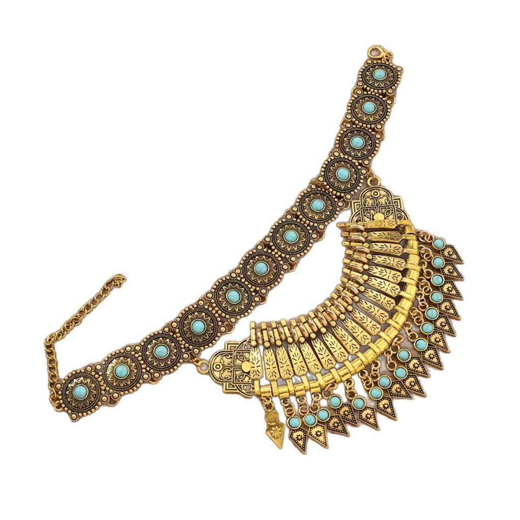 Ethnic Style Vintage Necklace With Water Wave Chain For Women Jewelry Accessory