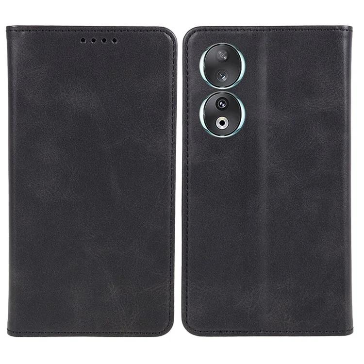 

Calf Texture Phone Case for Honor 90 Magnetic PU Leather Stand Wallet Anti-fall Cover
