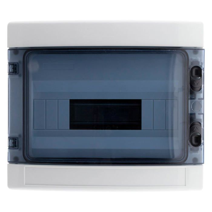 Coffret électrique étanche IP65 8 modules - métal, livré avec porte, bornier et rail DIN