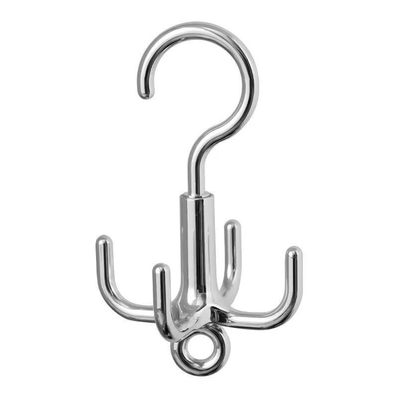 Four Claw Rotating Hook, No Punching Bag Tie Scarf Scarf Hat Hanger, 4.5kg Load-Bearing Storage Hook.