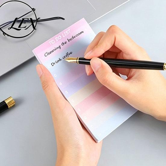 Planning Stationery Set Gradient Checklist Sticky Notepad, Self-stick To-do List Pads, Macaron Color Office Memo Tearable Planner Pad for Shopping