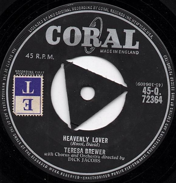 

7-дюймовая пластинка ТЕРЕСА БРЮЭР Heavenly Lover Fair Weather Sweet 45Q72364 Коралловый 1959 Великобритания Рок Б/у