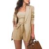 3pcs/Set Office Lady Outfits Long Sleeve Blazer Set Women Solid Color Blazer Coat Shorts Vest Set Woman Sexy Suit Summer Clothes
