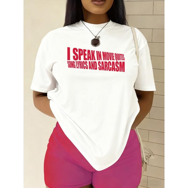

Women s White Movie Quotes T-Shirt - Short Sleeve Round Neck Casual Top, Soft Comfortable Casual Attire Suitable for Spring Summer & Year-Round S белый