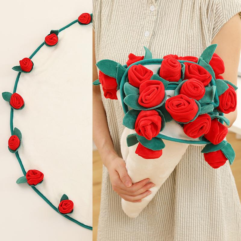 Simulated Rose Blanket Valentine Qixi Mother's Day Practical Gift Bouquet Round Blanket Finished Gift for Friend Wife Couple