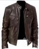 Men's leather jacket new new PU coat stand-up collar slim zipper leather jacket