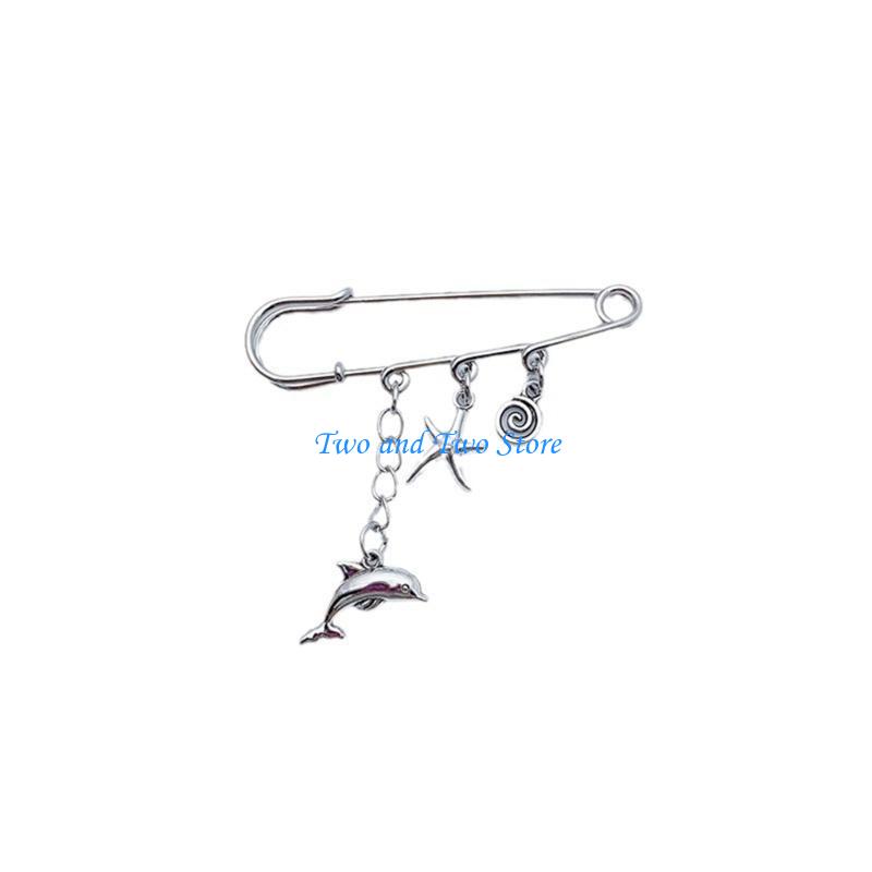 HX6F Trendy Lapel Pin Delicate Chain Pins Fashion Pendant Brooch Alloy Material Suitable for Daily Wear Parties and Dates