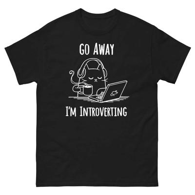 Go Away I'm Introverting Cat T-shirt, Funny Humor Tee Unisex T-Shirt