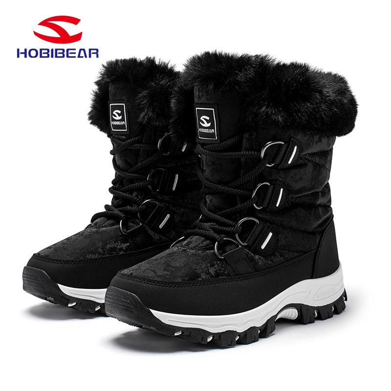 HOBIBEAR Женские водонепроницаемые прочные зимние сноубутсы 38 чёрный