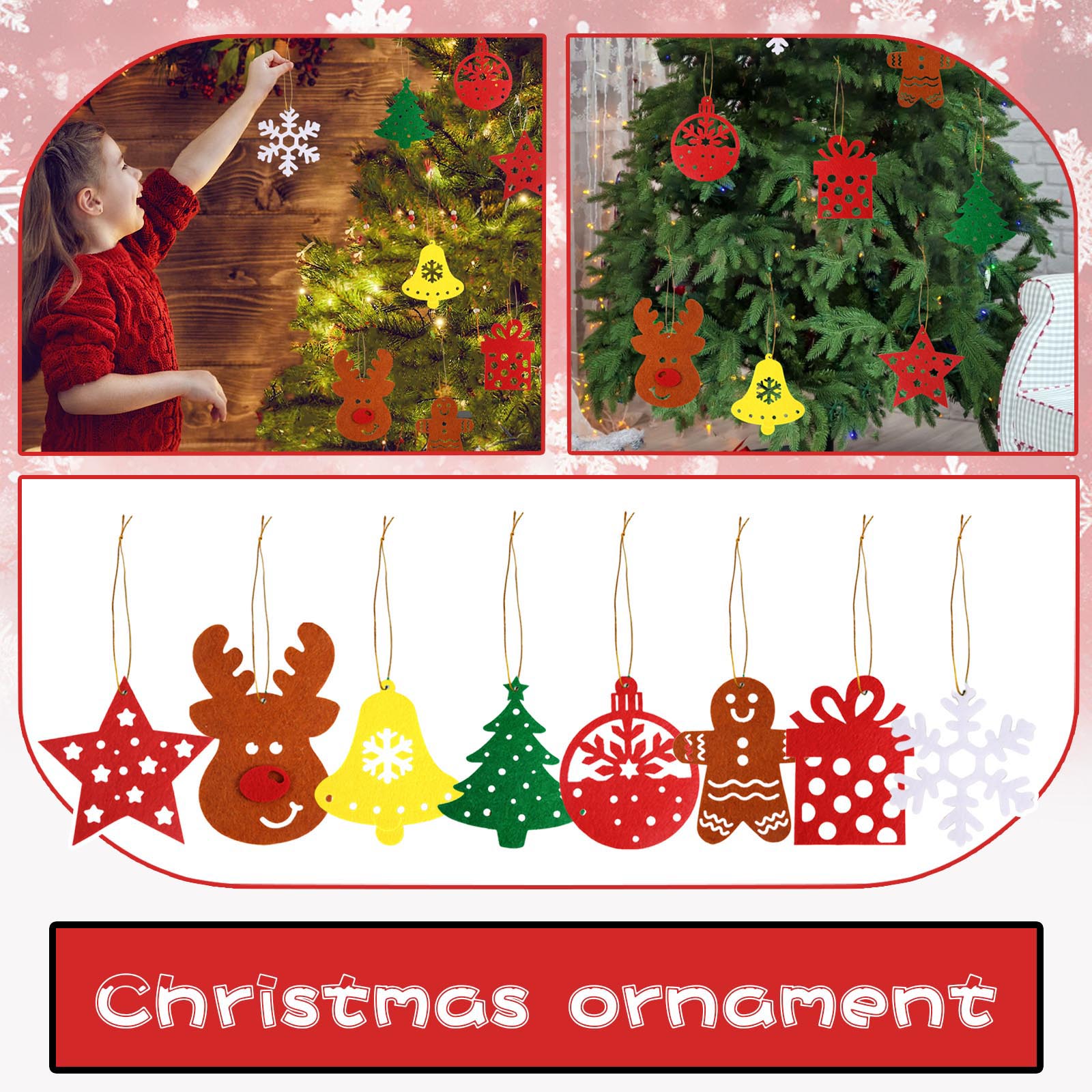 

Christmas Pendant Cartoon Non Woven Elk Pendant Christmas Decoration Snowflake Bell Pendant One Size