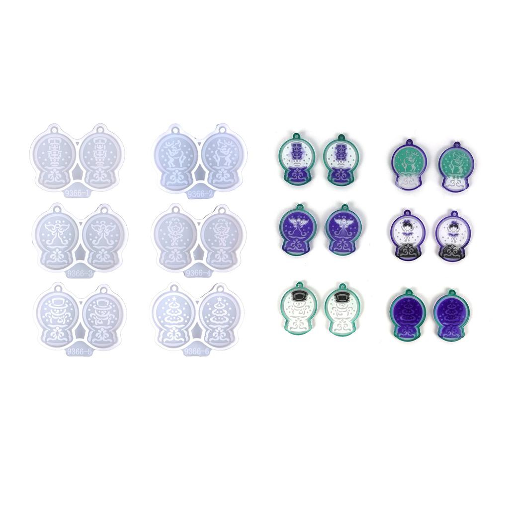 6 Stück Kristallkugel Engel Schneemann Schlüsselanhänger Silikon Epoxidform DIY Ornamente Anhänger Bastelform für Valentinstagsgeschenk