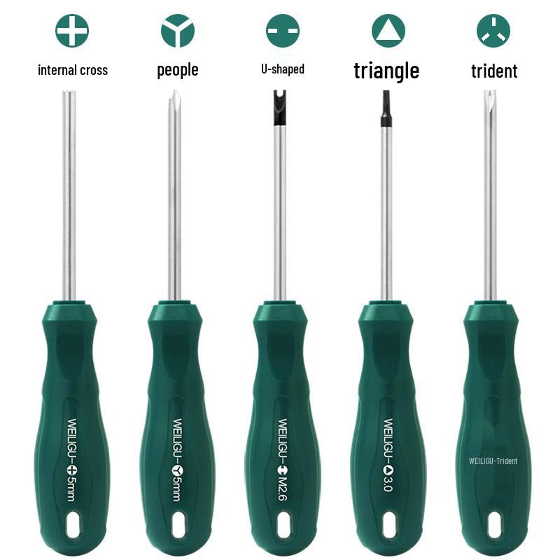 Multishape Screwdriver: Y, U, Triangle, Inner Cross, Three-Point - Ideal for Bull Socket and Small Appliance Disassembly